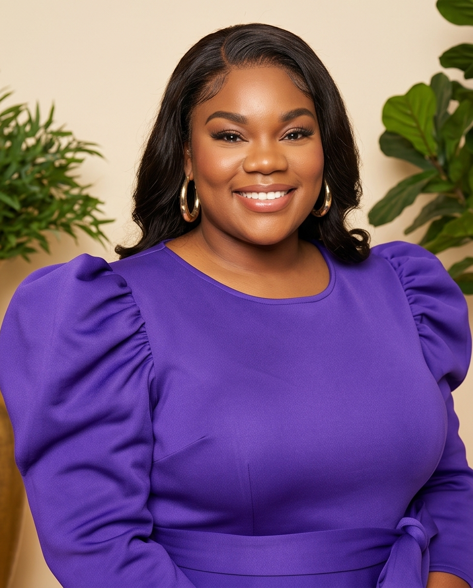 Plus Size Purple Puff Sleeve Skater Dress