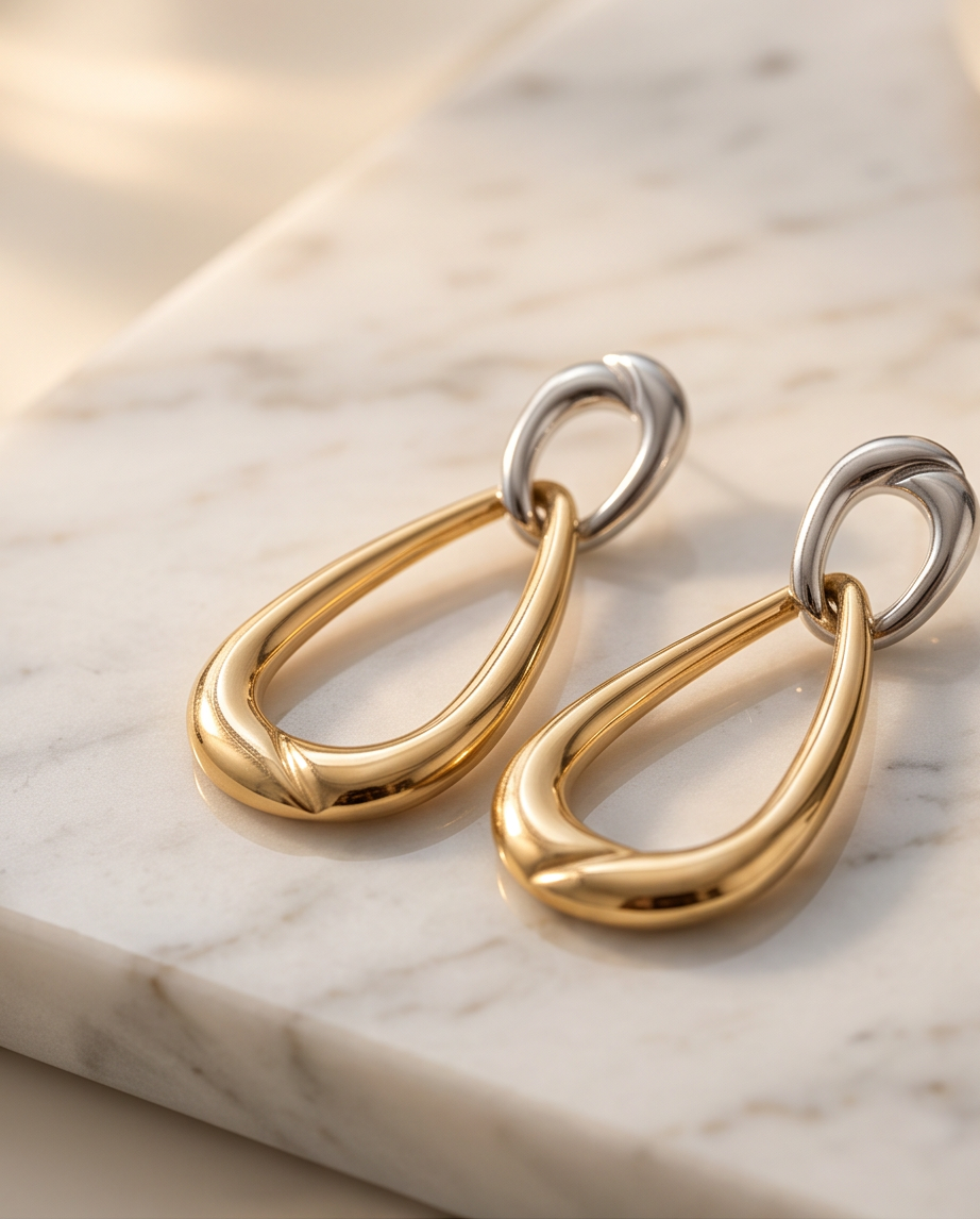 Silver & Gold Locked In Earrings