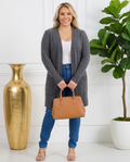 Plus Size Heather Grey Cardigan Sweater