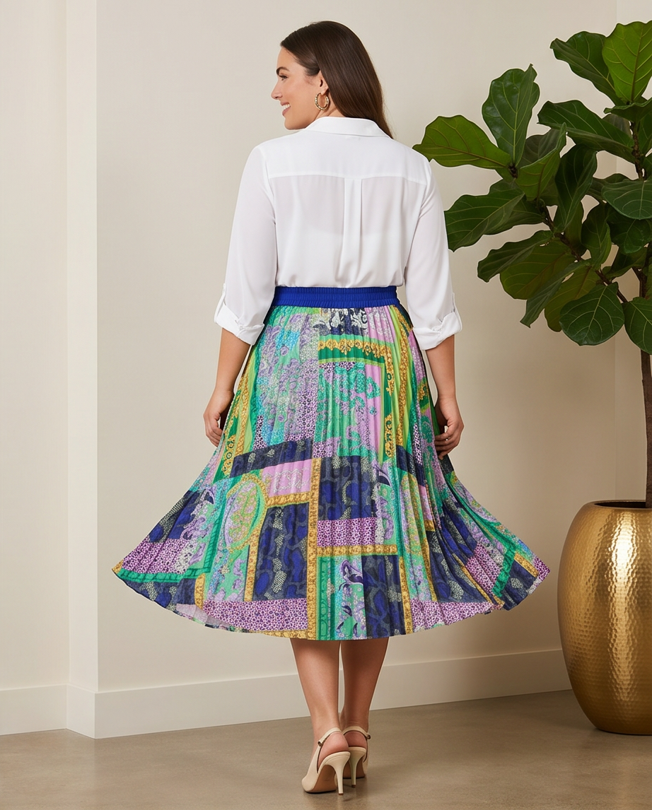 Marissa Pleated Printed Skirt