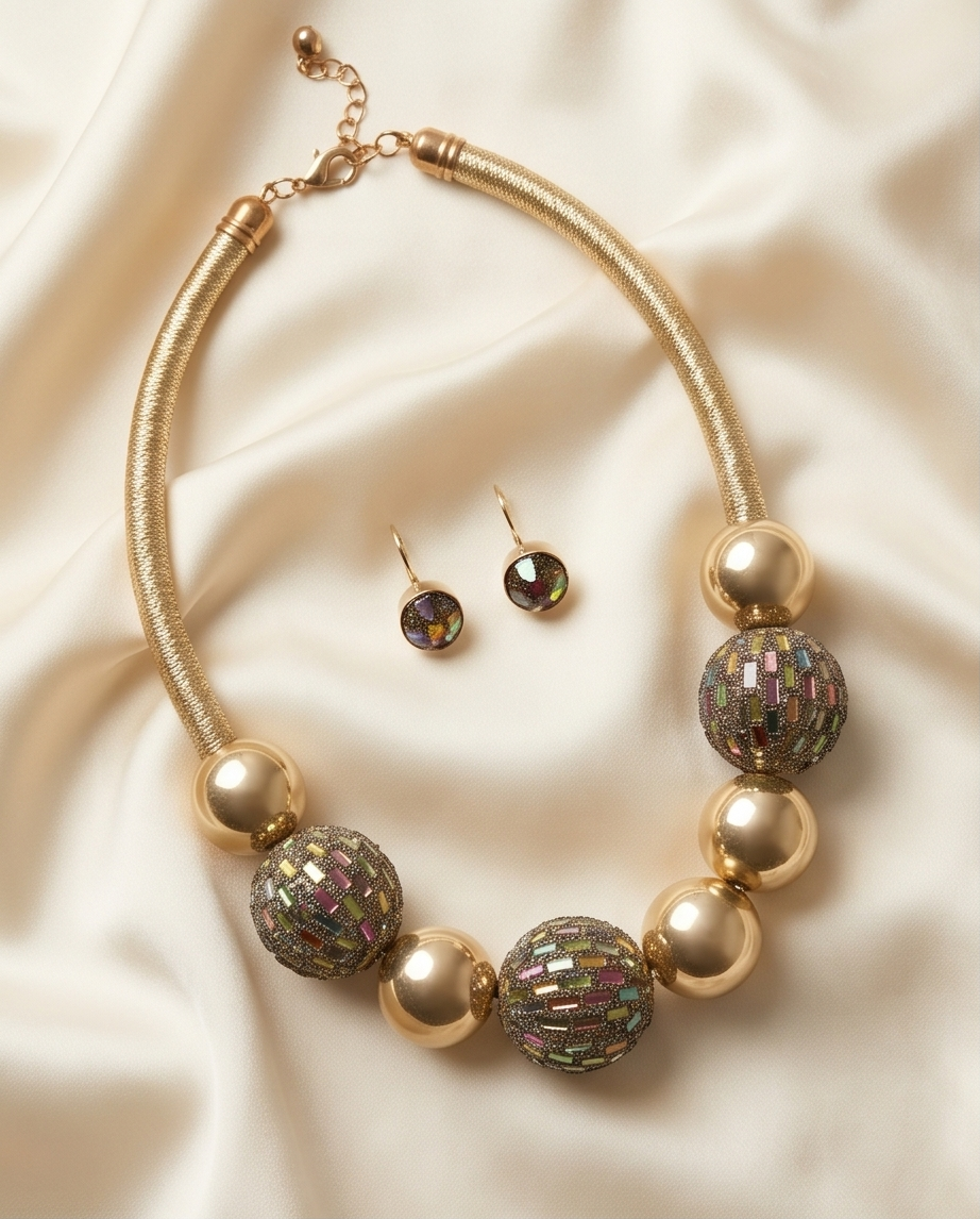 Gold & Multi Tone Necklace Set