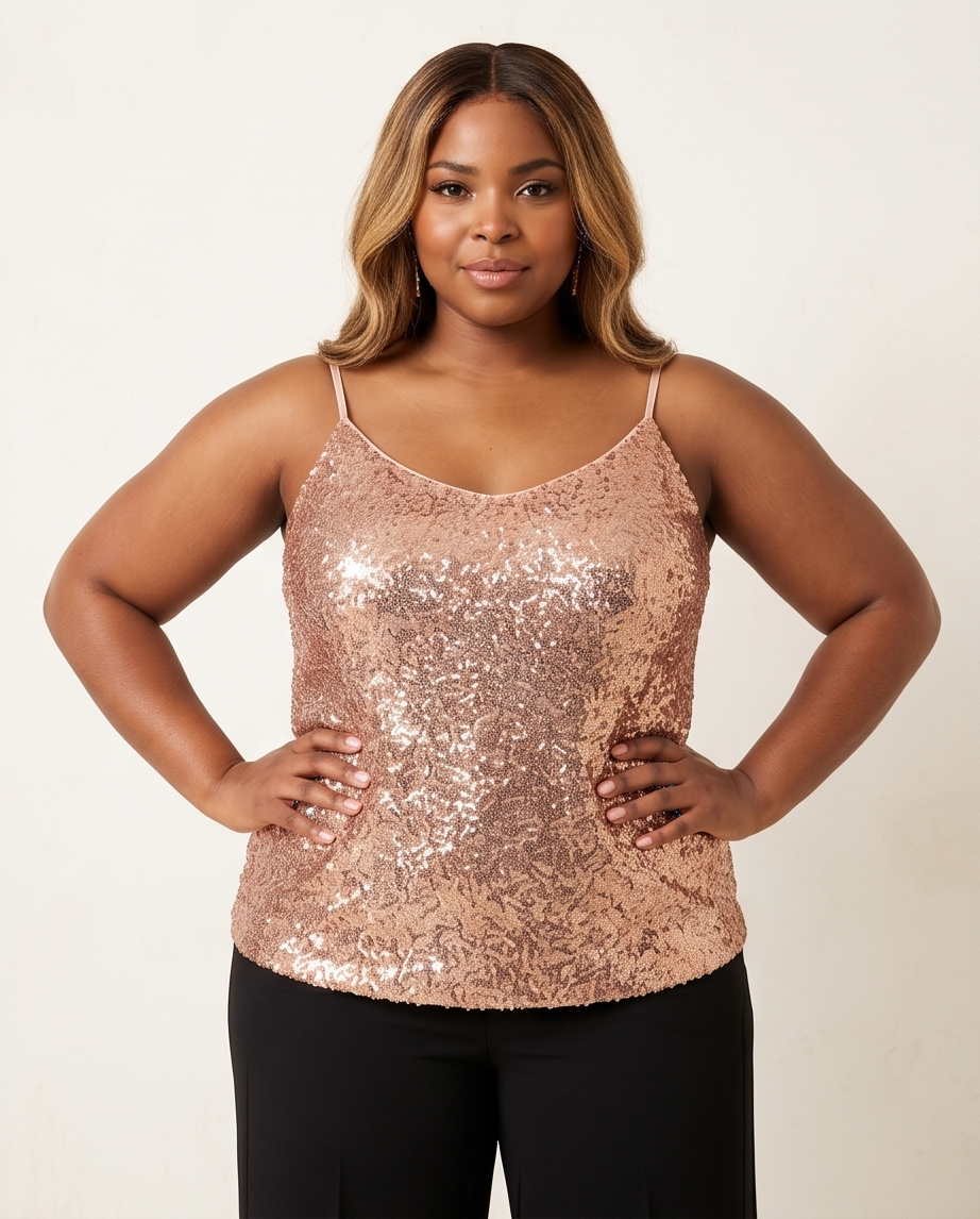 Plus Size Festive Sequin Top