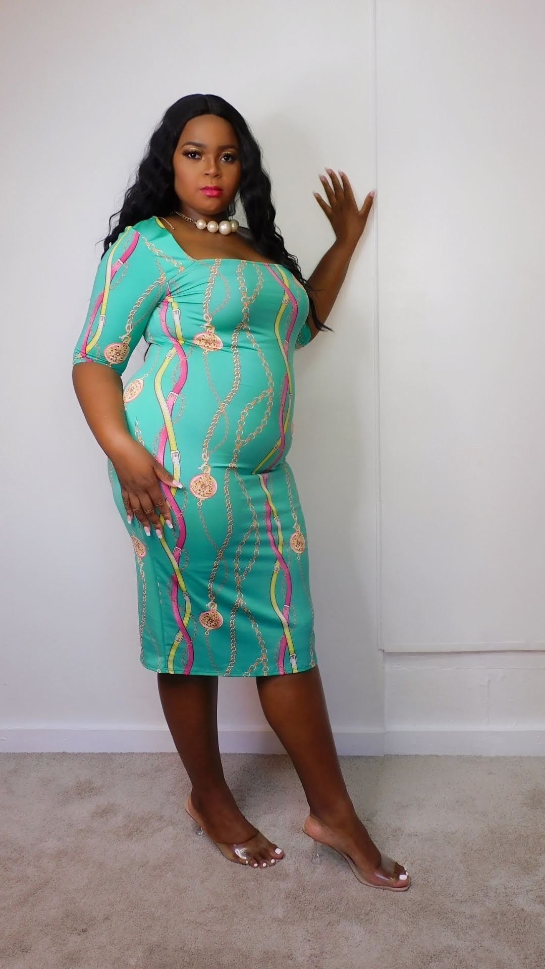 Plus Size Chain Link Body-con Dress - 2045DX