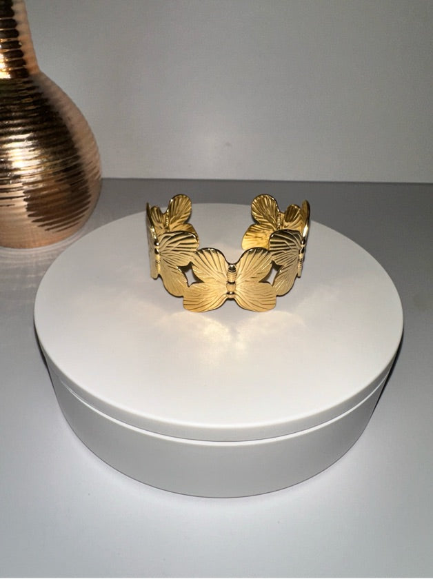 Stainless Steel Gold Butterfly Bracelet - 1556