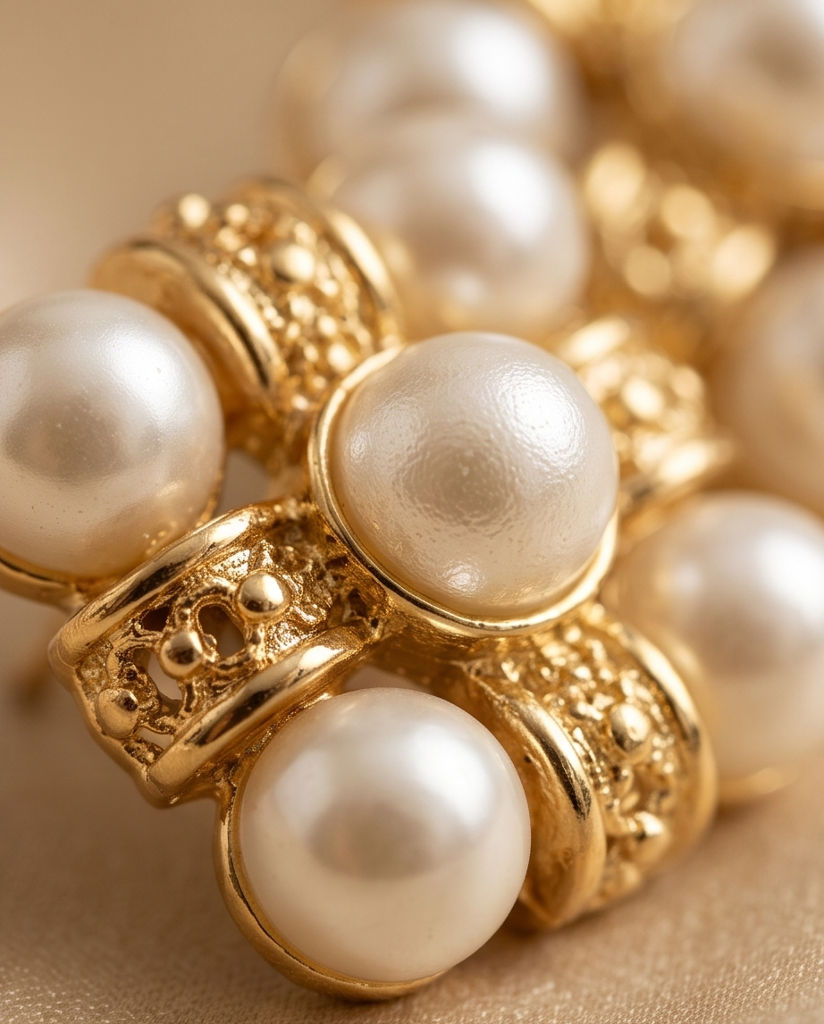 Tara Aligned Golden Pearl Earrings