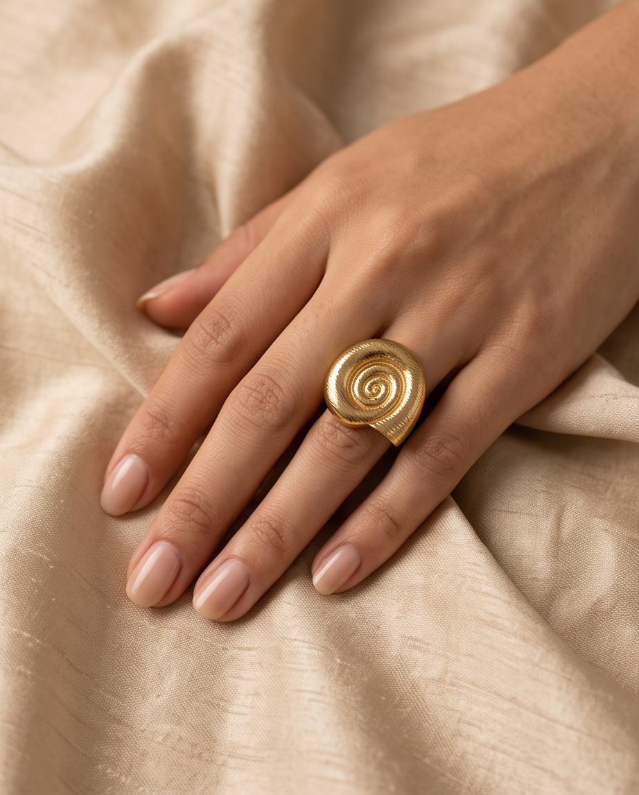 Stainless Steel Mega Shell Adjustable Ring