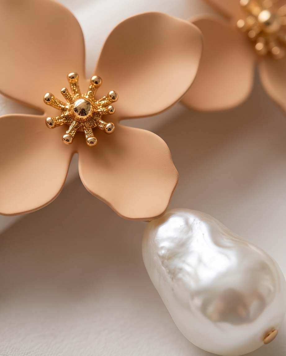 Peach & Pearl Earrings