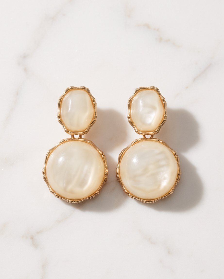 Deena Double Pearl Drop Earrings