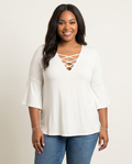 Plus Size Lattice Stretchy Top