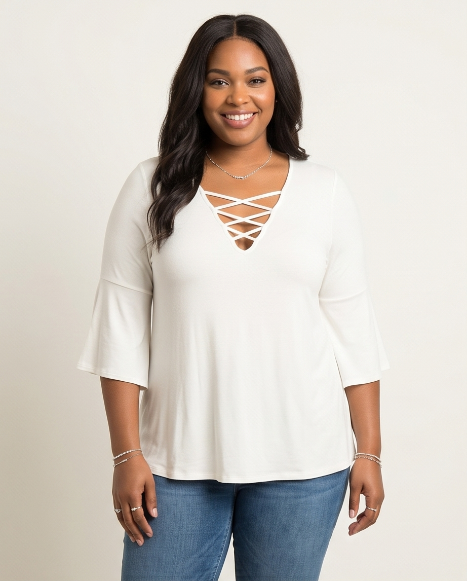 Plus Size Lattice Stretchy Top