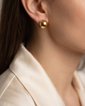 Stainless Steel Gold Knob Earrings