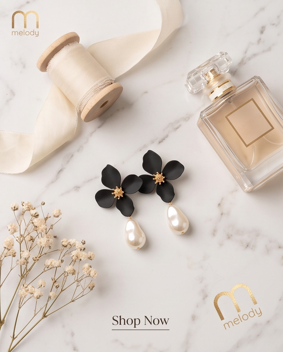 Black & Pearl Earrings