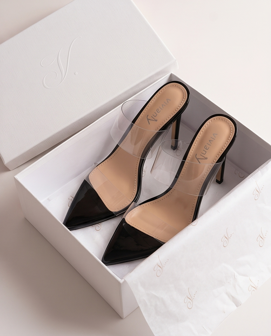 Clear High Heel Mules