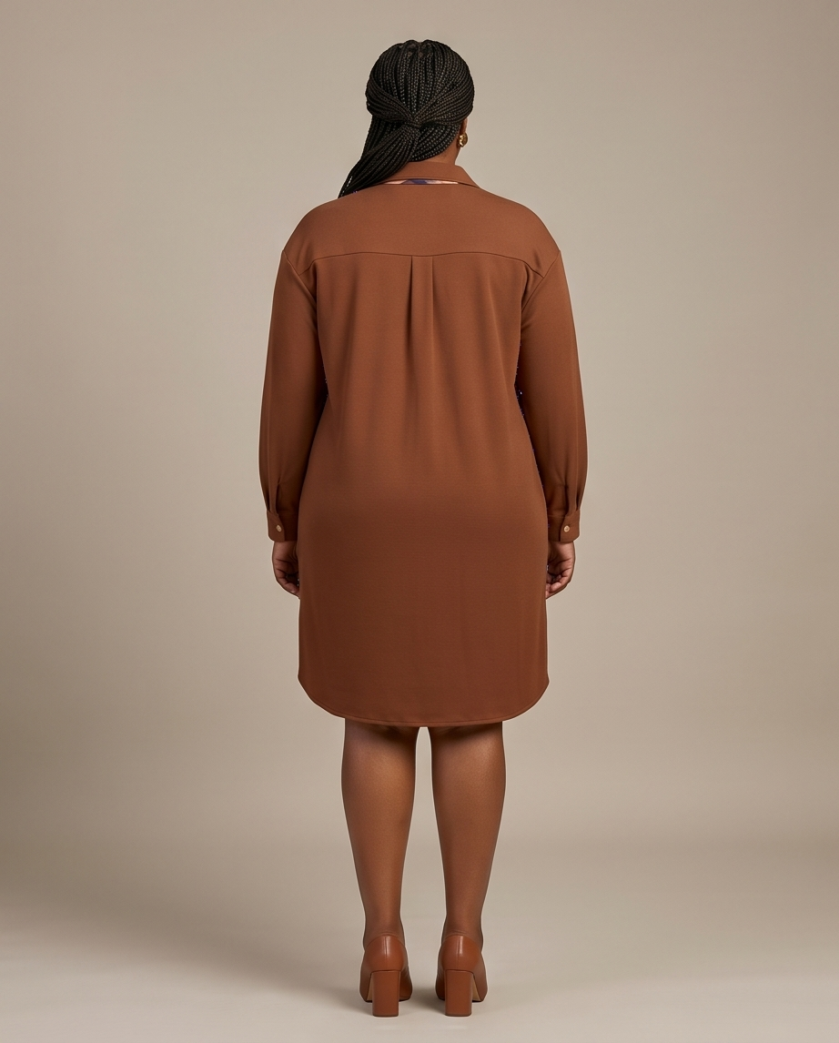 Plus Size Brown Shirt Dress