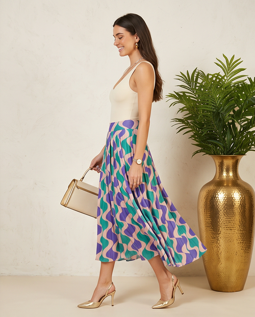 Ela Elastic Waist Pleated Skirt