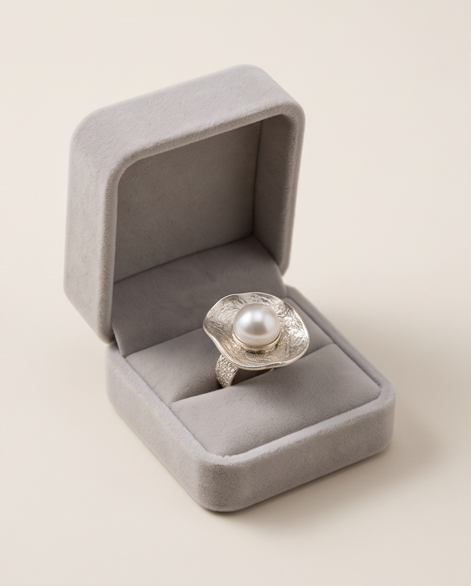 Pearl & Silver Big Ring