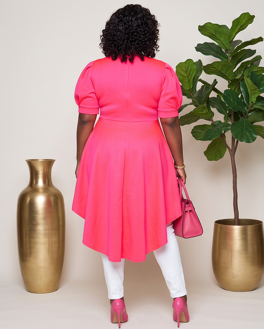 Plus Size Pink High Low Top