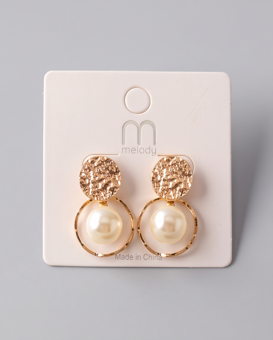 Melody Hammered Pearl Earrings