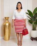 Plus Size Red & White Striped Skirt
