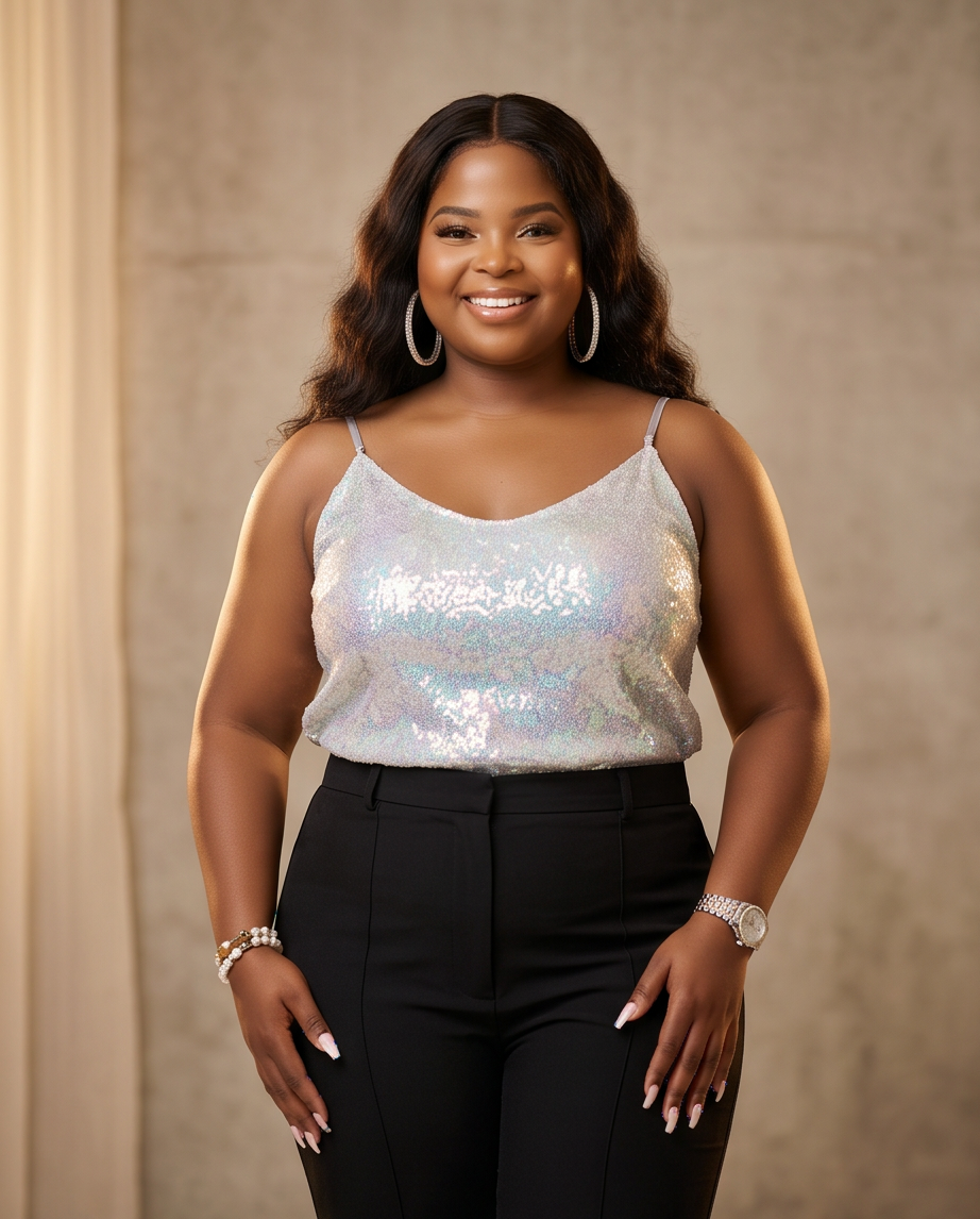 Plus Size Festive Sequin Top