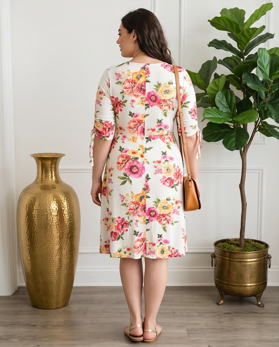 Plus Size Soft Floral Dress
