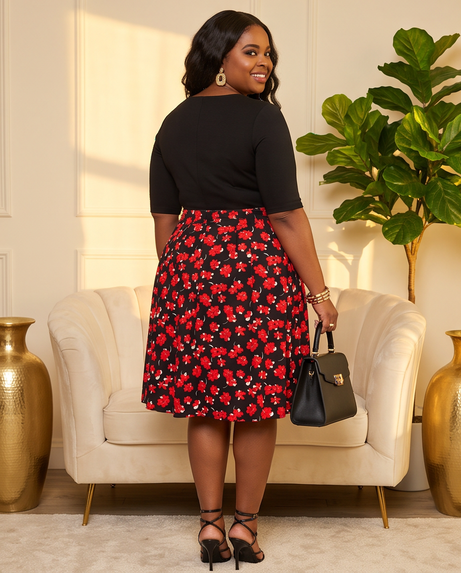 Plus Size Rosey Midi Skater Dress