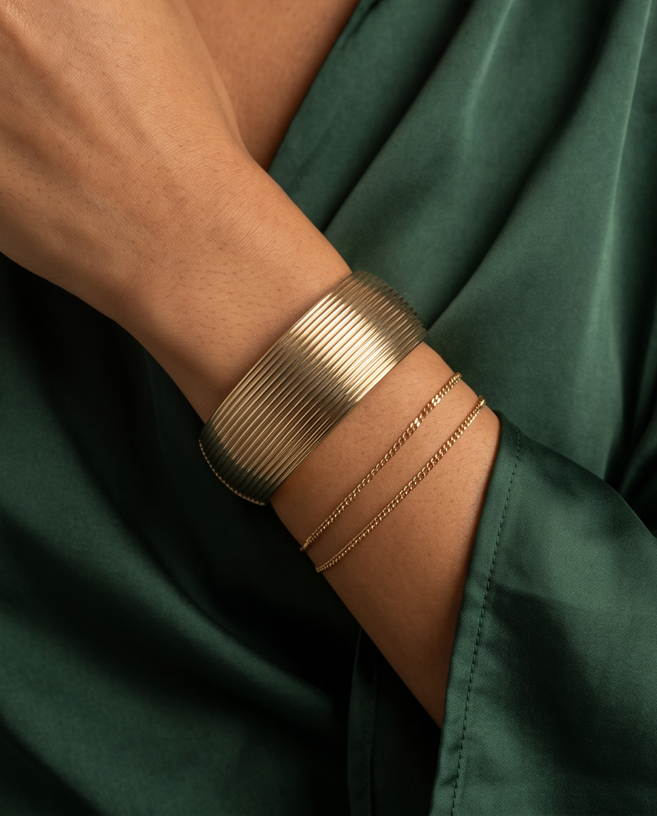Golden Lines Chunky Bracelet