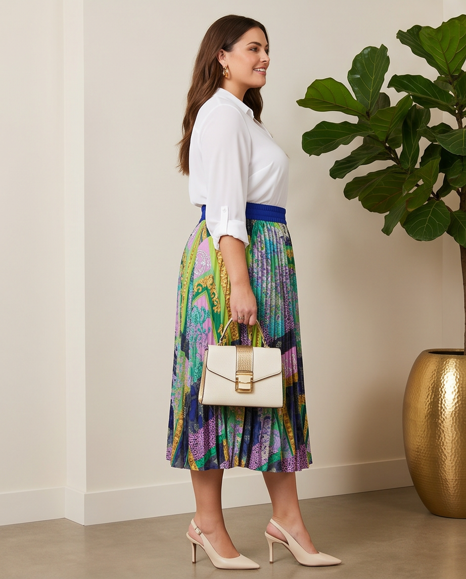 Marissa Pleated Printed Skirt