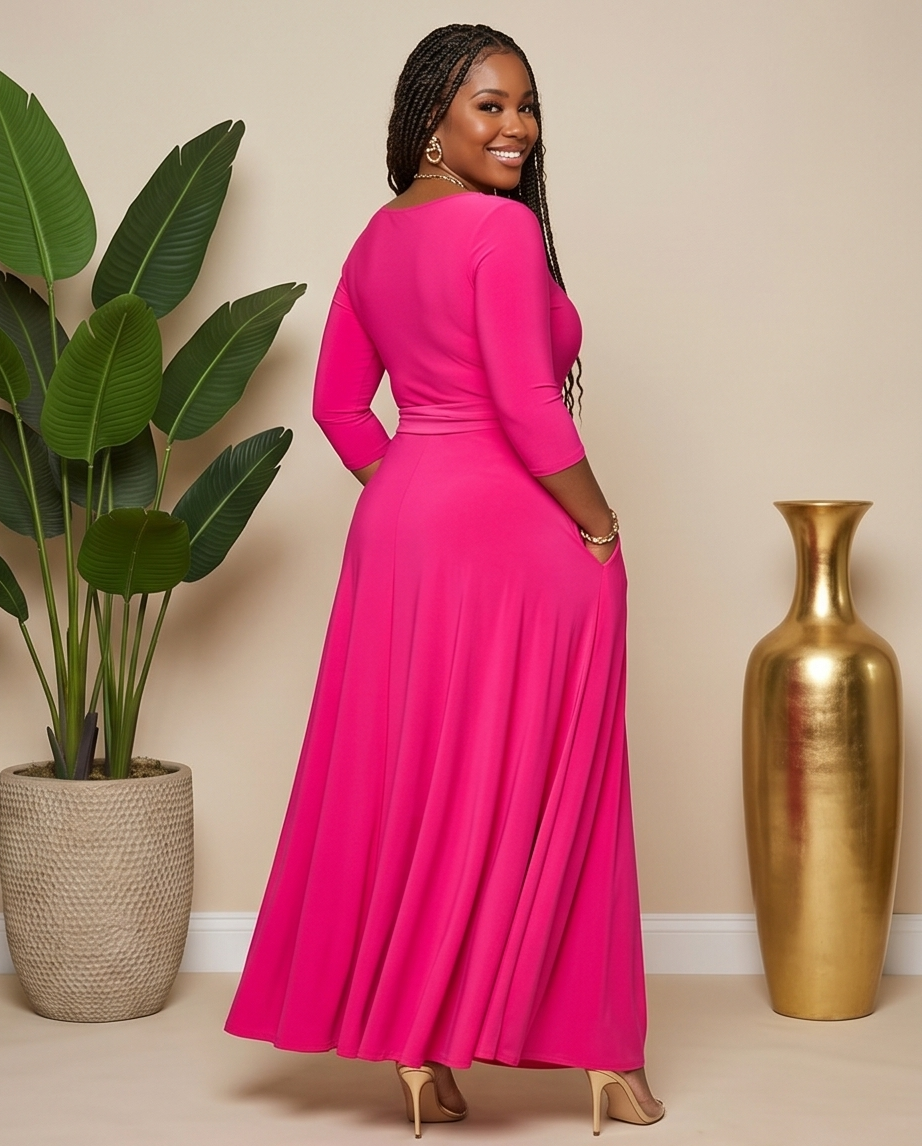 Plus Size Pink Maxi Dress