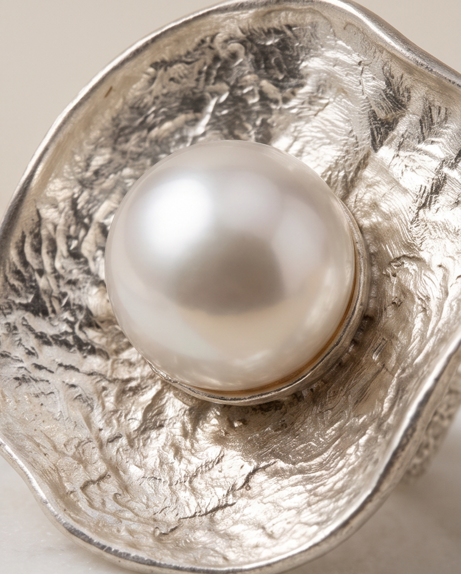 Pearl & Silver Big Ring