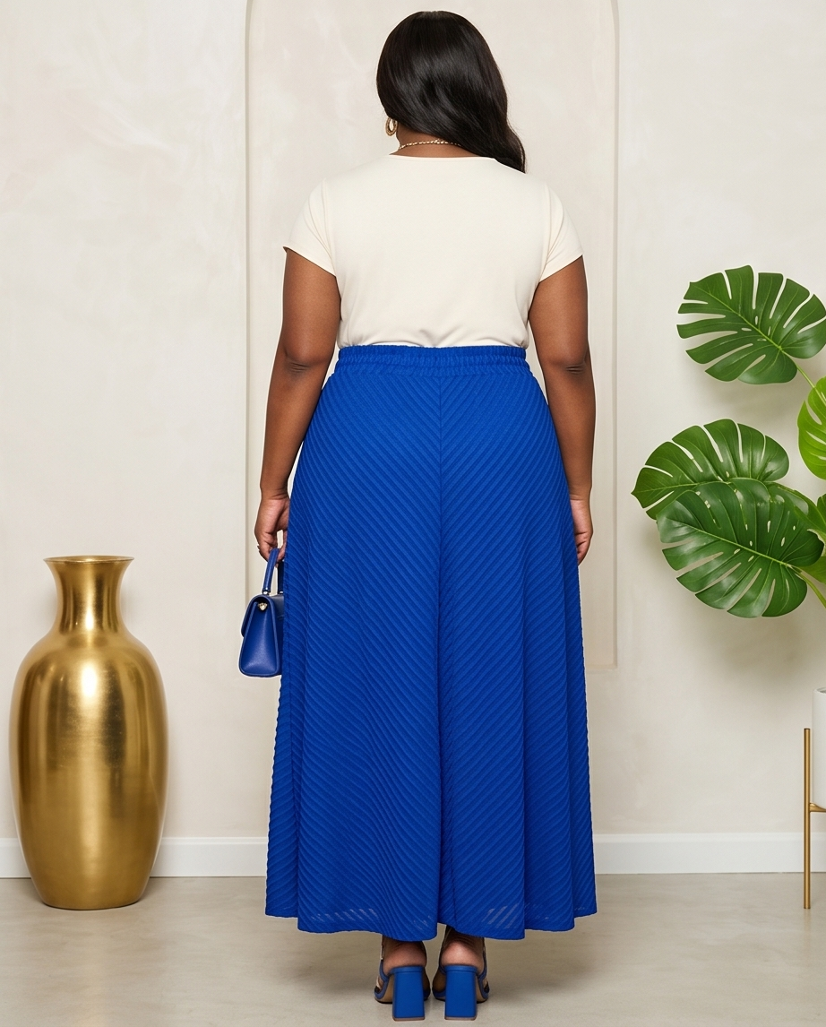 Plus Size Royal Blue Maxi Skirt