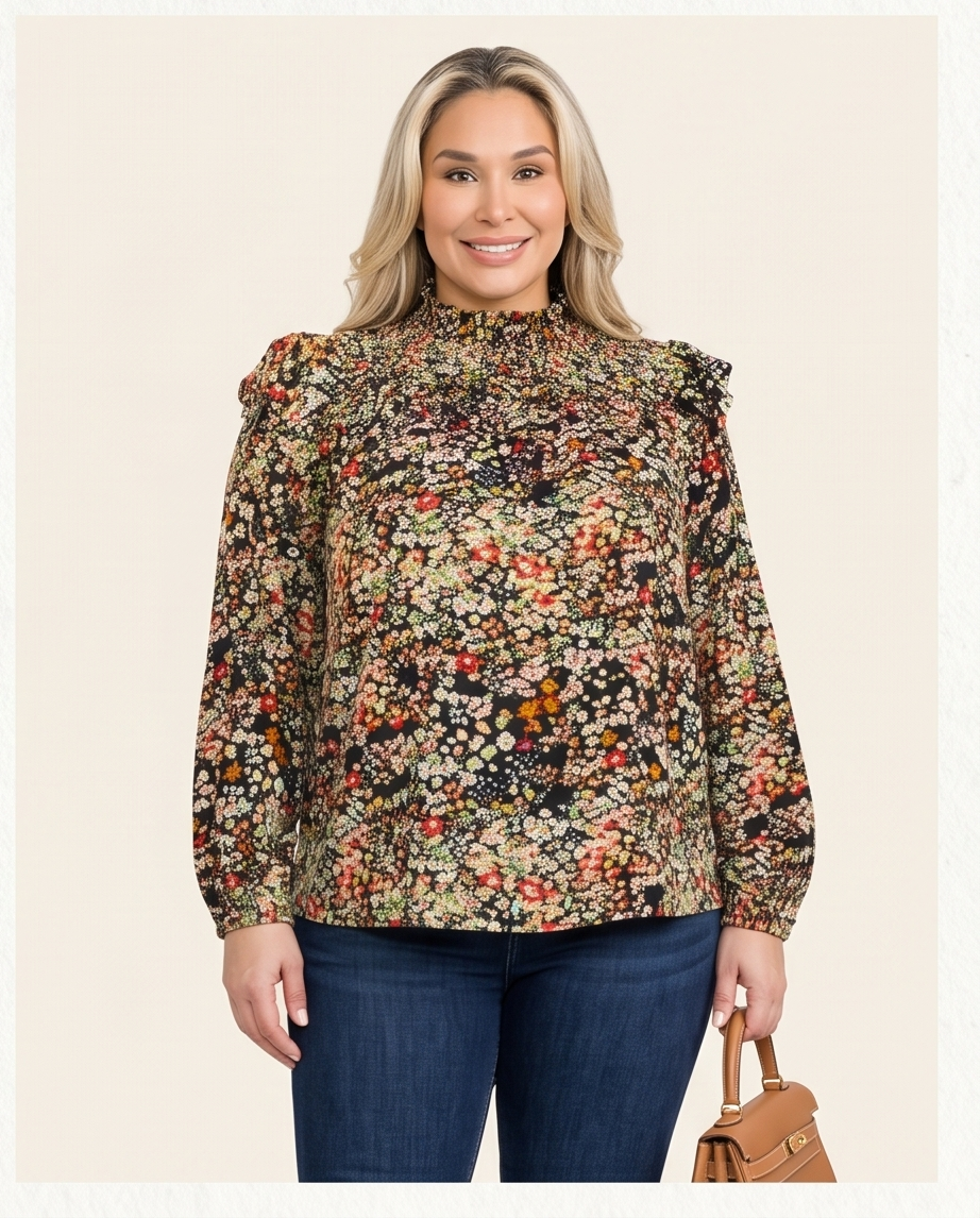 Plus Size Mini Floral Pattern Top
