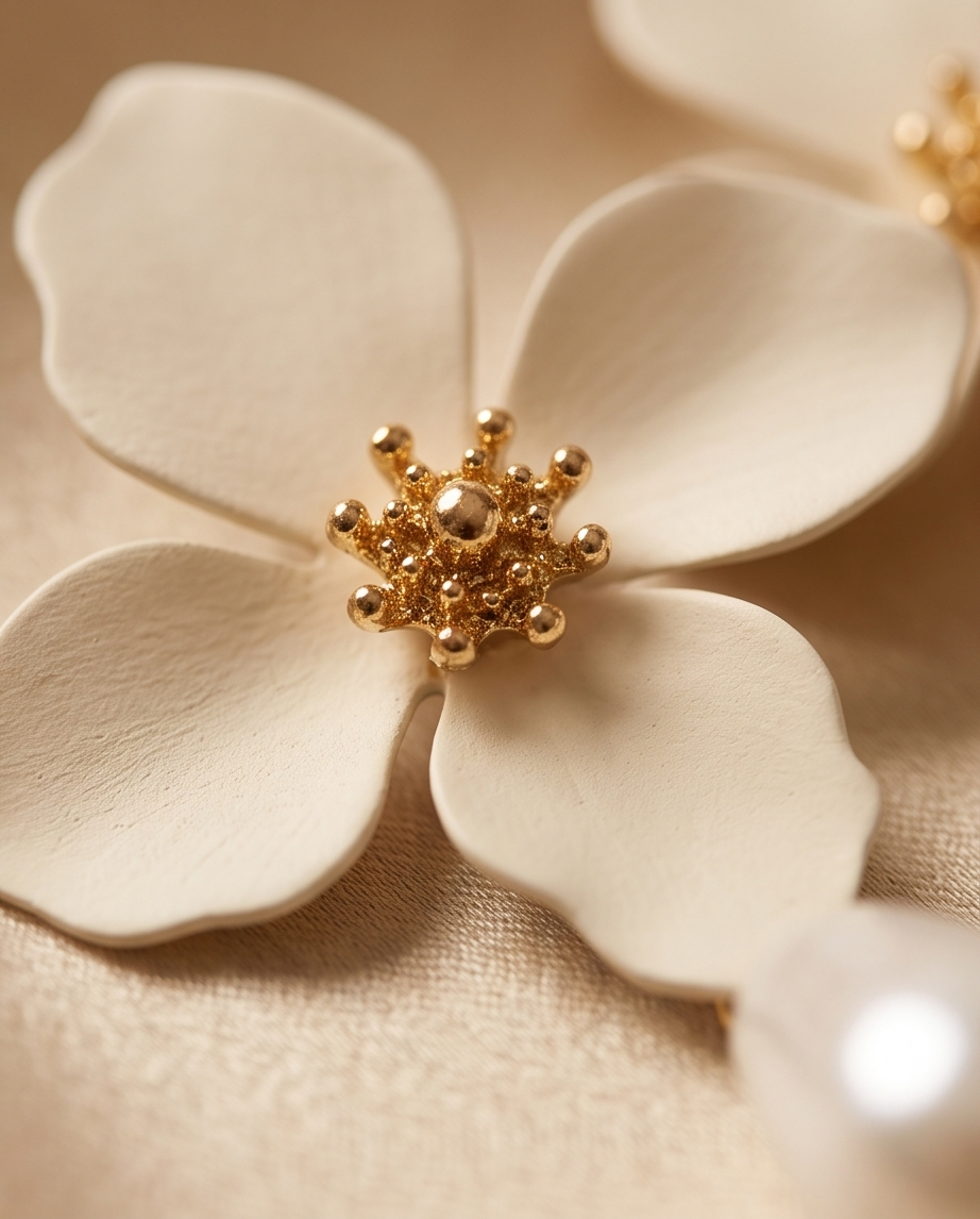 Cream & Pearl Earrings