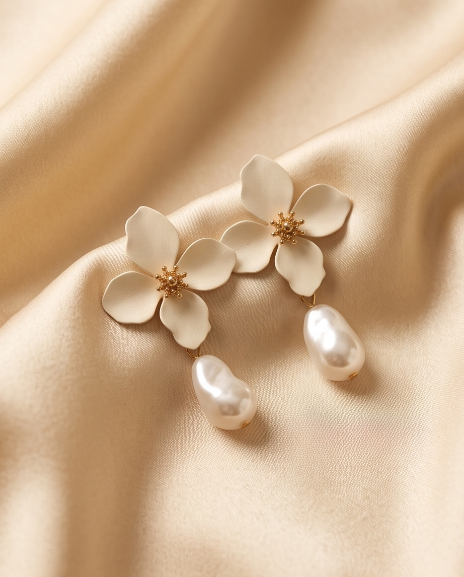 Cream & Pearl Earrings