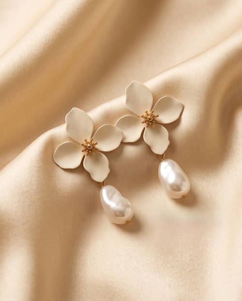 Cream & Pearl Earrings