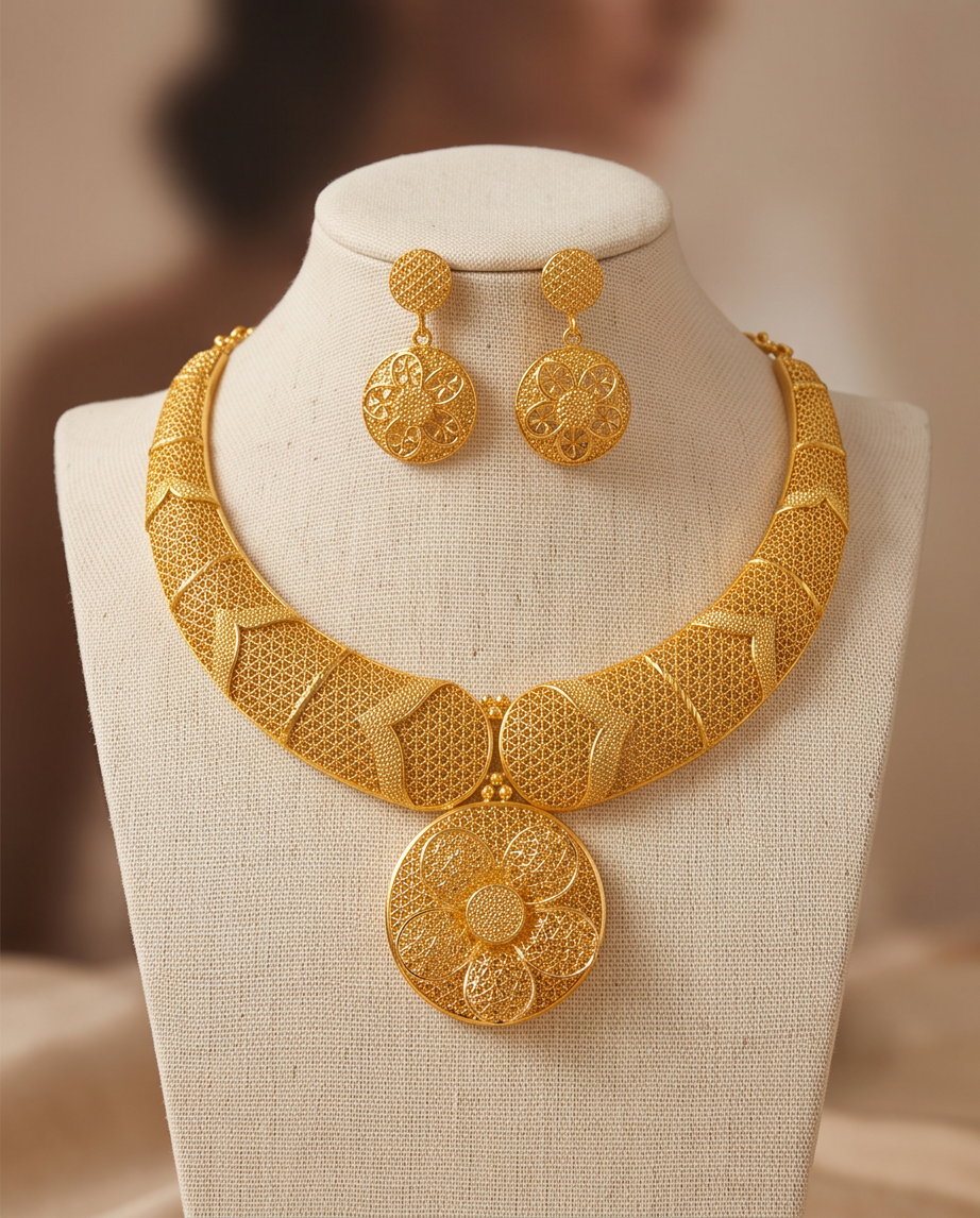 Yellow Gold 4 Piece Necklace Set