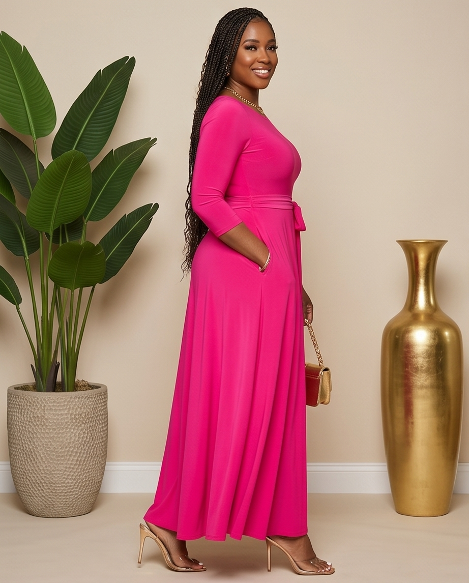 Plus Size Pink Maxi Dress