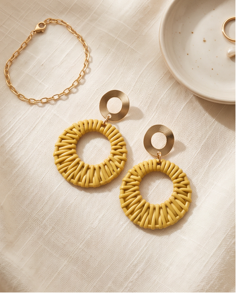 Mustard & Gold Ties Earrings