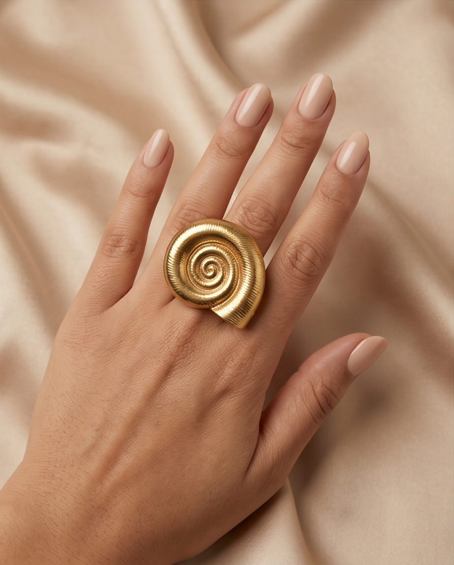 Gold adjustable Shell Ring
