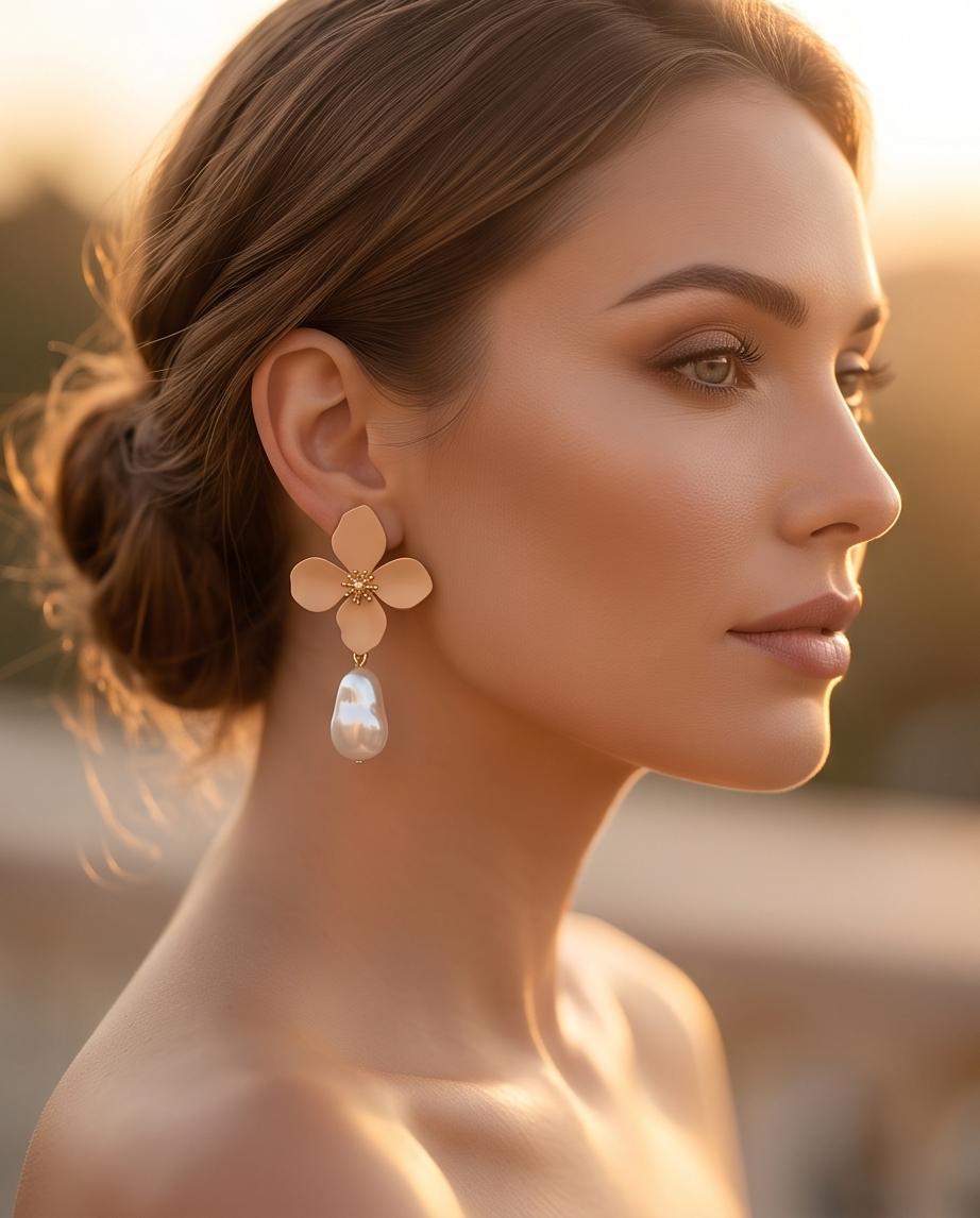 Peach & Pearl Earrings