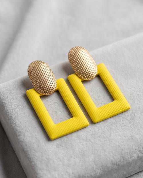 Gold And Yellow Boxy Earrings