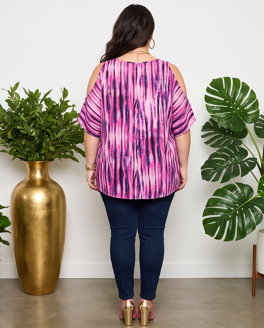 Plus Size Multi Color Cold Shoulder Top