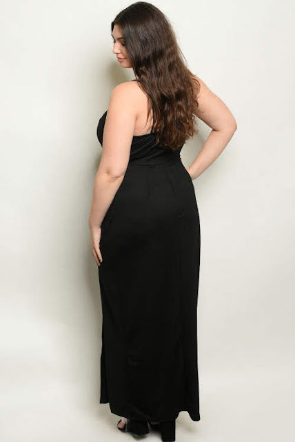 Plus Size Black Strappy Maxi Dress - 1263