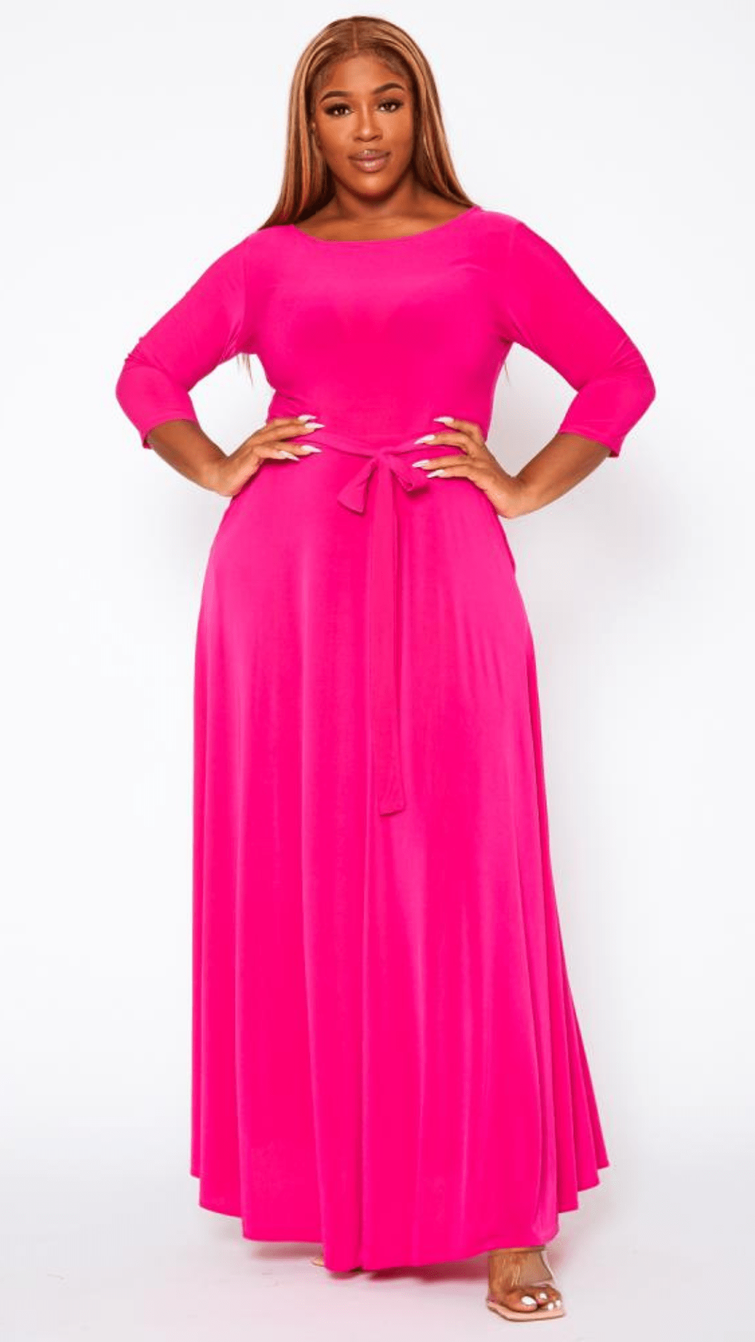 Plus Size Thick Belted Wrap Style Maxi Dress