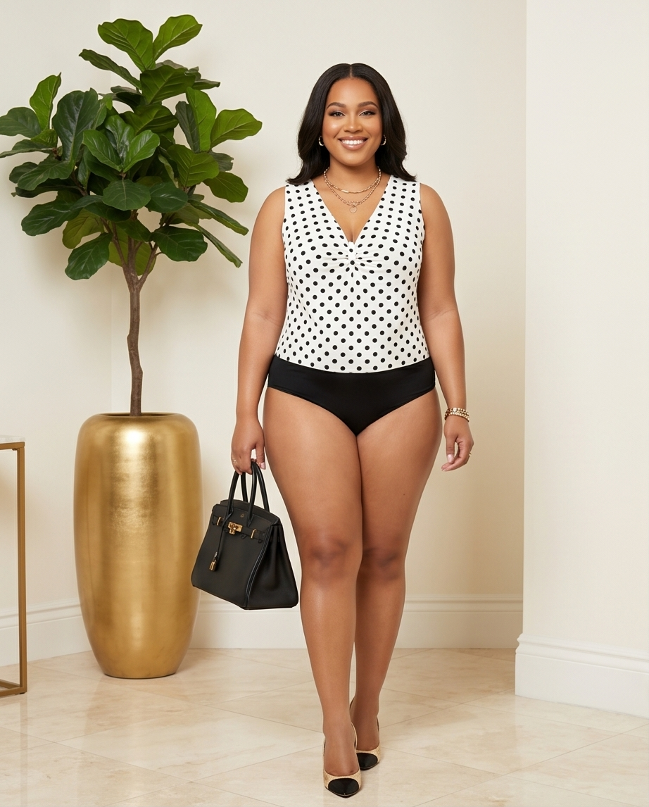 Plus Size Polka Dot Bodysuit