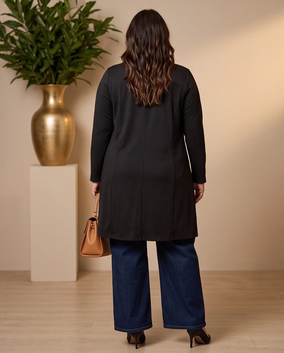 Plus Size Long Black Jacket
