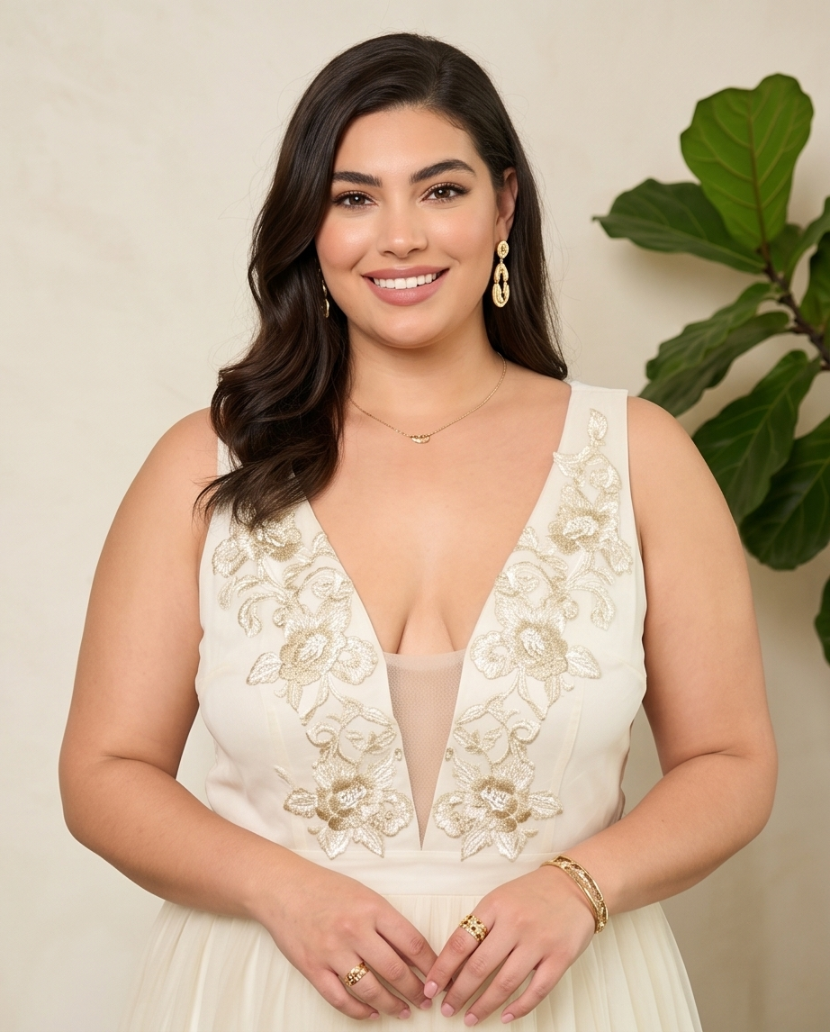 Plus Size Ivory Tulle Maxi Sheer Dress