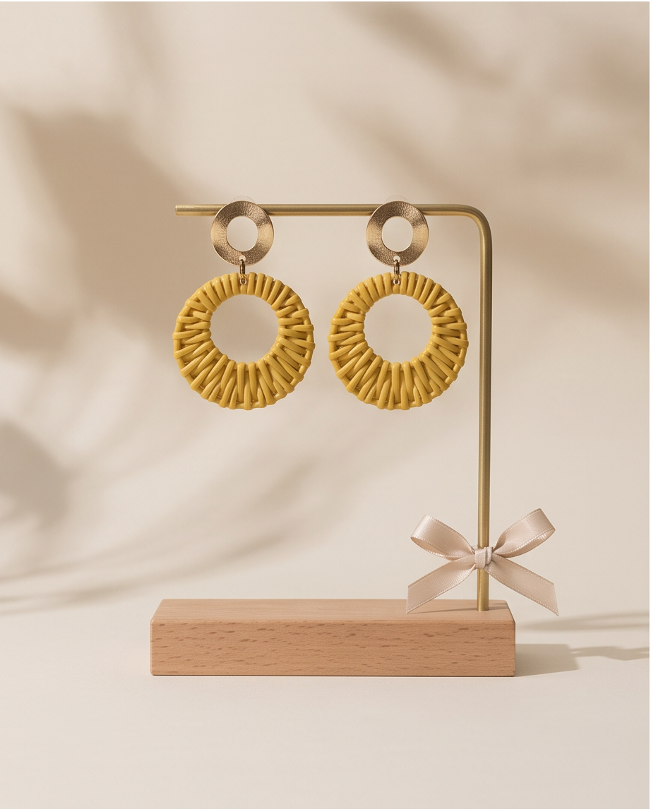 Mustard & Gold Ties Earrings