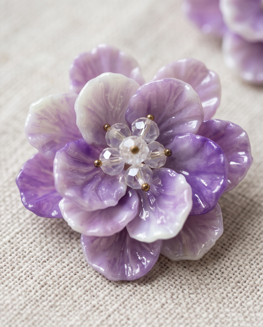 Jennifer Lavender Flower Earrings