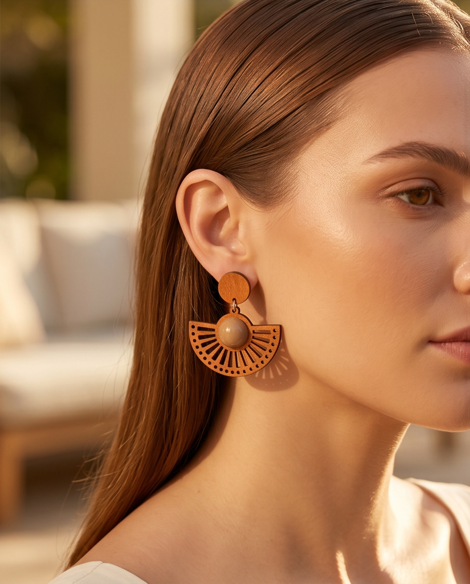 Brown & Nude Tribal Earrings